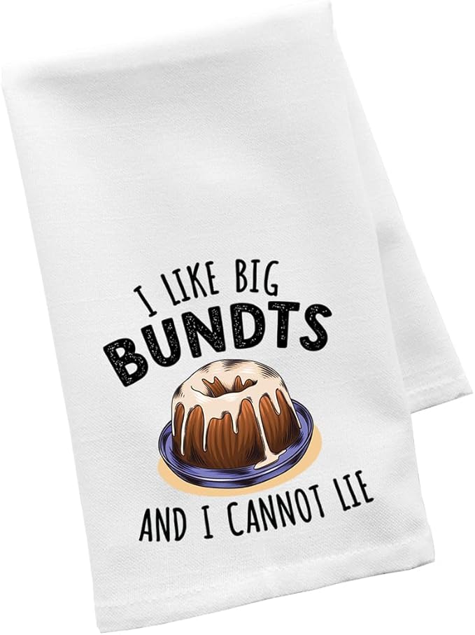 Andaz Press Funny Kitchen Towel, Flour Sack Tea Towel, I Like Big Bundts and I Cannot Lie, Birthday Housewarming Gifts for Mom, Daughter, Her, Women, Gag Gift, Kitchen Decor Hand Towel for Baker