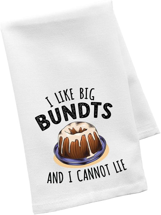 Andaz Press Funny Kitchen Towel, Flour Sack Tea Towel, I Like Big Bundts and I Cannot Lie, Birthday Housewarming Gifts for Mom, Daughter, Her, Women, Gag Gift, Kitchen Decor Hand Towel for Baker