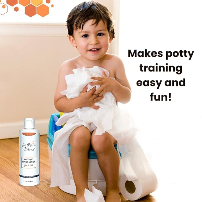 La Petite Creme French Premium Liniment Wiping Lotion for Kids (8 oz) - Potty Training Solution - Skin Cleanser & Moisturizer - Girls and Boys - USDA Certified Organic and EWG Verified