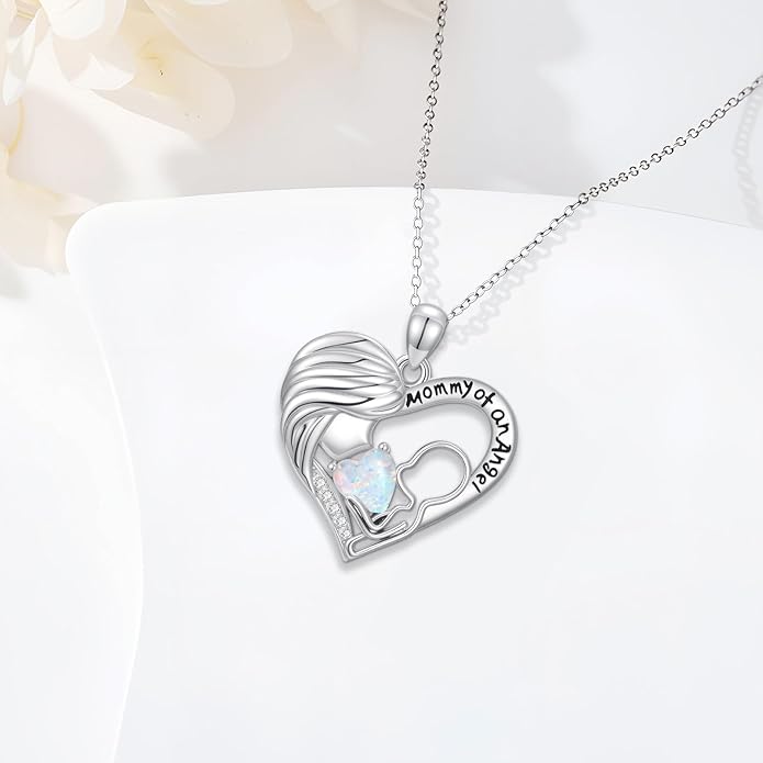Miscarriage Necklace Gifts for Mothers 925 Sterling Silver Mommy of An Angel Pendant Memorial Jewelry Loss of Pregnancy Sympathy Gifts for Women