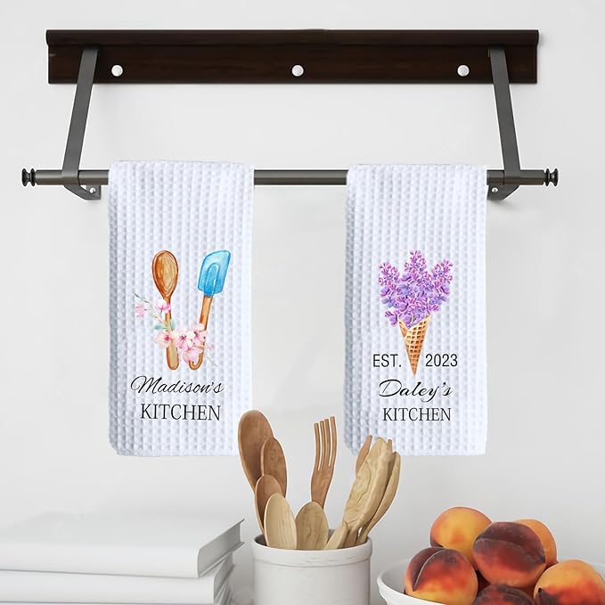 ubmpj Personalized Kitchen Towel Custom Waffle Weave Towel Gift for Housewarming Wedding Friend Birthday
