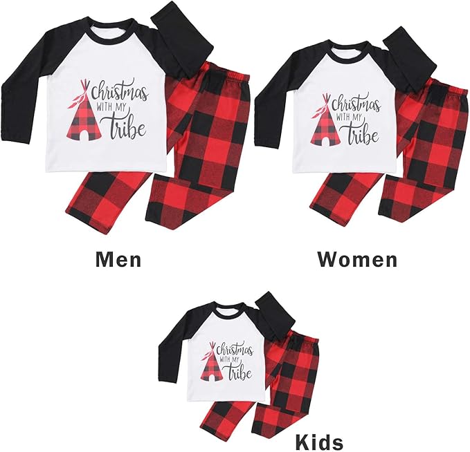 ANGELGGH Matching Christmas Pajamas for Family, Cute Vacation PJs Sets for Couples/Women/Men, Xmas 2 Piece Jammies Sleepwear