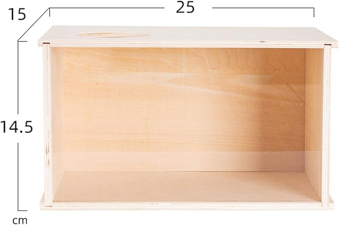 DIY Wooden Hamster Digging Box Enclosure with Transparent Observation Window, Easy Cleaning Multipurpose Stable Structure with Lid for Small Animals- Size L