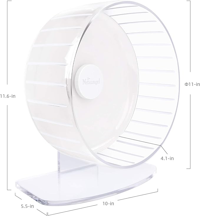 Niteangel Super-Silent Hamster Exercise Wheels: Quiet 11 inch Running Wheel | Can 11.6-15.4" Adjustable Height - No Bend Back Spinner Running for Dwarf Syrian Hamster Gerbils Mice Or Other Small Animal