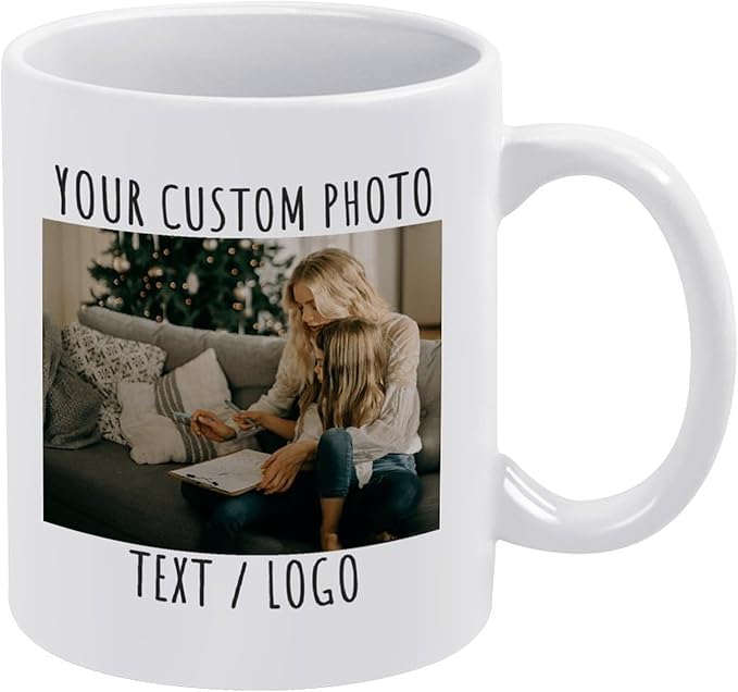 Custom Mug - Personalized Coffee Mug with Image, Logo, or Text | Custom Photo Cup | Customized 11 Oz Ceramic Tea Cup Taza Personalizadas Custom Gifts for Men & Women
