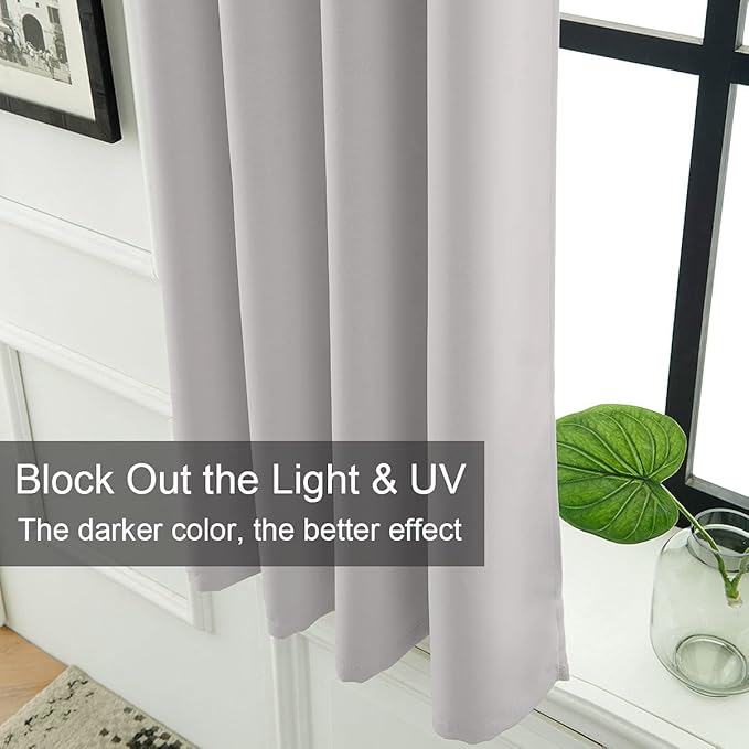LA PALMA Thermal Insulated Blackout Darkening Grommet Living Room Curtains Window Drapes for Bedroom Pack of 2 Panels