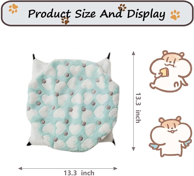 Guinea Pig Ferret Hammock for Cage - Machine Washable Double-Decker Hanging Bed - Fits Sugar Glider,Rat,Hamster,Gerbil - 13.3" x 13.3" - Love Green Pattern