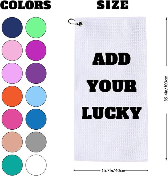 Personalized Custom Golf Towel Large 16"x40" 1 2 3 4 6 8 Pack/PC in Bluk,Customize Logo Photo Text Golf Towels Long with Hook Clip for Men Women,Funny 2025 Golfing Gift for Team Golfers Fans