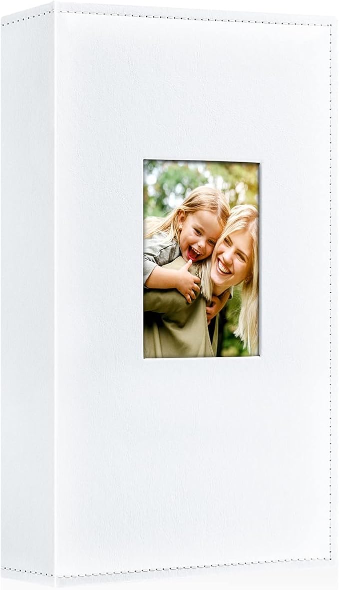 Ywlake Photo Album 4x6 300 Pockets, Leather Photo Albums Holds 300 Horizontal Only Pictures White