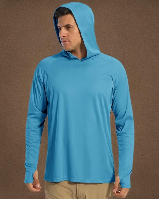 Boladeci Men's UPF 50+ Sun Protection Lightweight Hoodie Shirts Long Sleeve Fishing Shirt SPF UV Hiking Swim