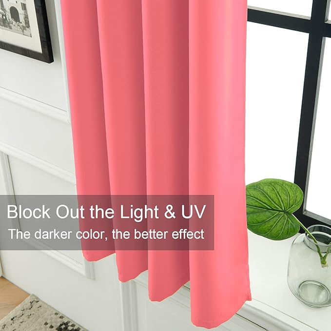 LA PALMA Thermal Insulated Blackout Darkening Grommet Living Room Curtains Window Drapes for Bedroom Pack of 2 Panels