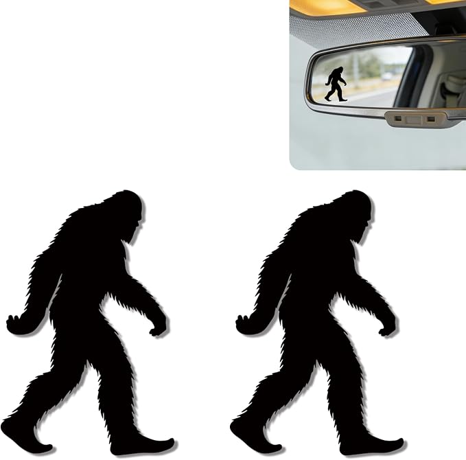 2Pcs Compatible with Bigfoot Rearview Mirror Sticker Waterproof Vinyl Decal | Compatible with Sasquatch Car Accessories, Cute "Moo-tivational" Auto Decals Decor, Gifts for Women Men Animal Lovers