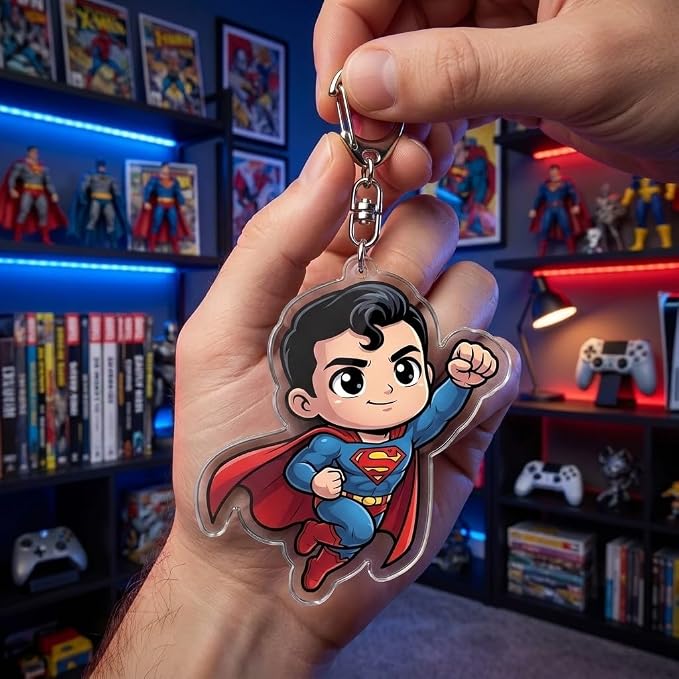 PumpCar Acrylic Keychain Double-Sided Charm Key Ring with Metal Clip Backpack Charm Bag and Car Key Accessory Collectible