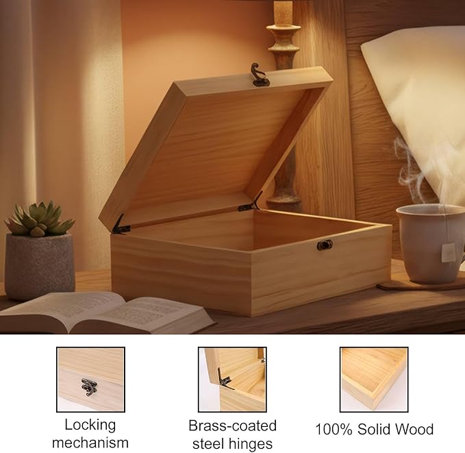Personalized Wooden Box for Women, Pine Keepsake Garden Wood Box with Lids, Memory Storage Wooden Boxes for Mom Wife Gardener, Birthday Housewarming Christmas Gifts
