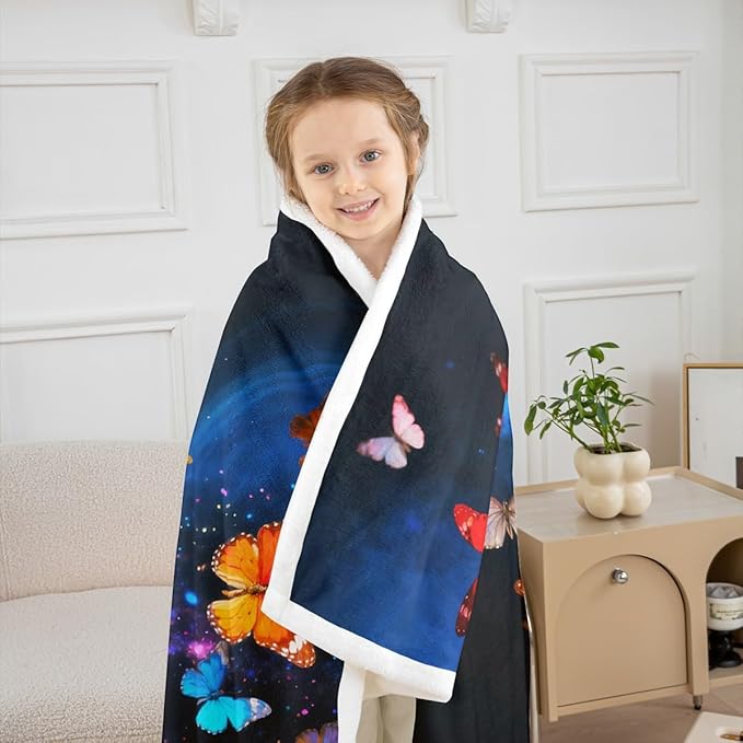 Feelyou Colorful Butterfly Fleece Throw Blanket 40"x50" Kids Library Book Sherpa Blanket Plush Fuzzy for Bed Couch Chair Living Room, Reading Bed Blanket Butterfly Emerging from Book Room Decor