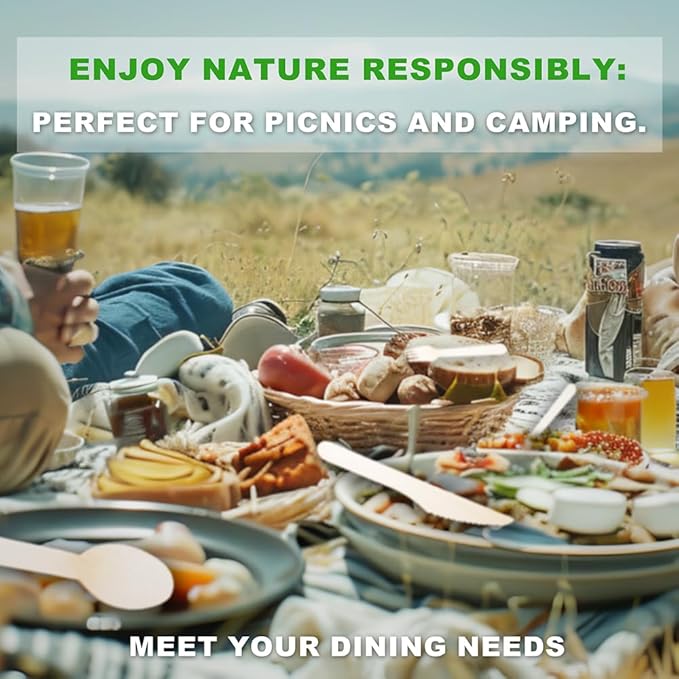 Disposable Wooden Cutlery Set - 360 Pcs Compostable Utensils [180 Forks, 60 Knives, 120 Spoons], Biodegradable Eco-Friendly Wooden Utensil Set, Disposable Cutlery for Parties Camping