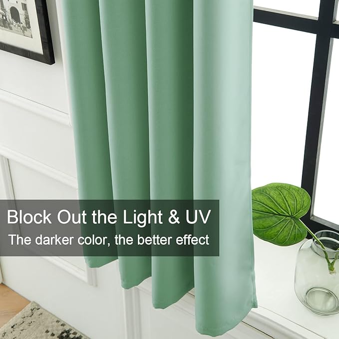 LA PALMA Thermal Insulated Blackout Darkening Grommet Living Room Curtains Window Drapes for Bedroom Pack of 2 Panels