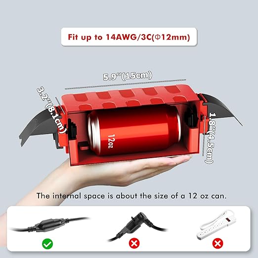Flemoon IP55 Small Outdoor Electrical Box Waterproof (Inner 5.9 x 3.2 x 1.8inch), Extension Cord Cover with Detachable Awning Covers for Plug, Outlet, Holiday Lights, Red