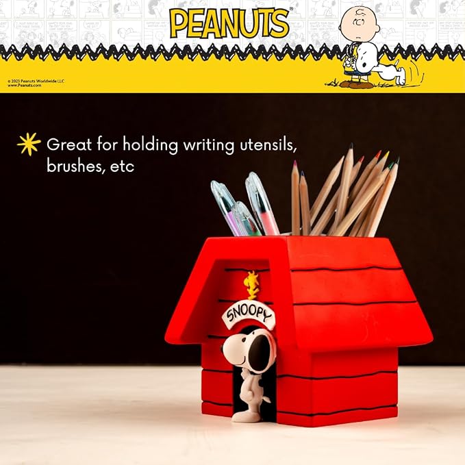 Peanuts Snoopy Toothbrush Holder - Makeup Brushes/Pens Tumbler, (Officially Licensed Product) by Franco