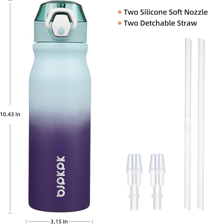 BJPKPK Stainless Steel Insulated Water Bottle with Straw Lid 25oz Reusable Metal Thermal Flask Bottles Keep Cold and Hot,Ocean Dream