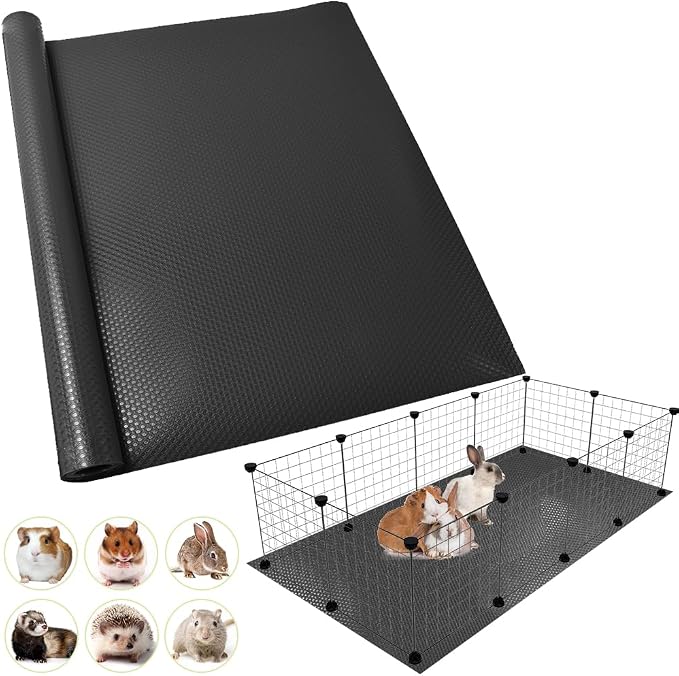 Waterproof Guinea Pig Bedding Rabbit Cage Liner, 18x79 1PCS Black | Cut To Fit Cage,Rabbit Bedding,Hamster Cage Accessories For Rabbits, Hamsters, Gerbils, and Chinchillas, Easy to Clean