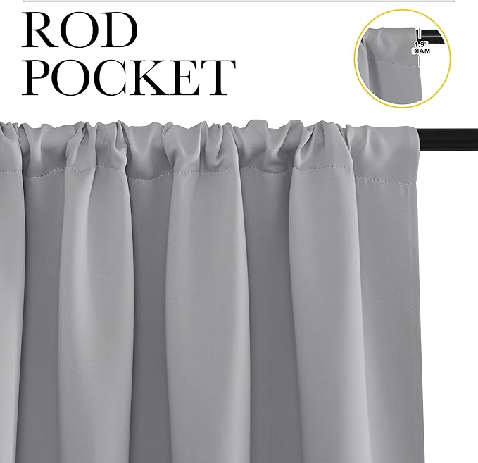NICETOWN RV Blackout Curtains for Camper Windows, Short Room Darkening Curtains for Kitchen, Home Decoration Thermal Insulated Blackout Drapes for Small Windows (Silver Grey, 2 Panels, W29 x L30)