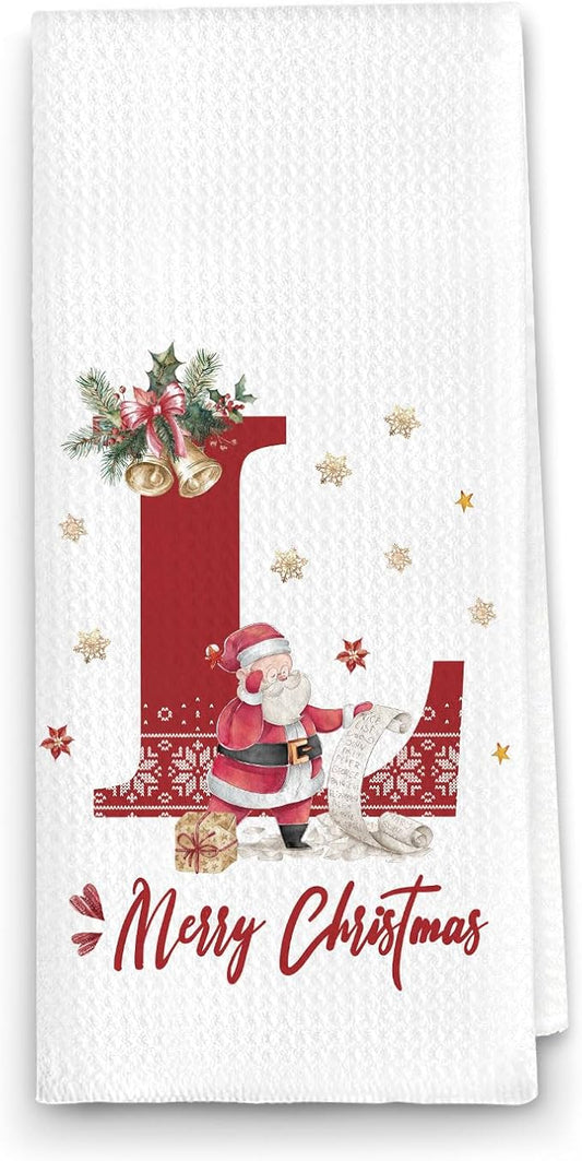 Christmas Initial Letter L Kitchen Towels Personalized Gifts Dish Towels Hand Towels for Kitchen Decorations, Christmas Birthday Gifts for Women, 24x16 Inch