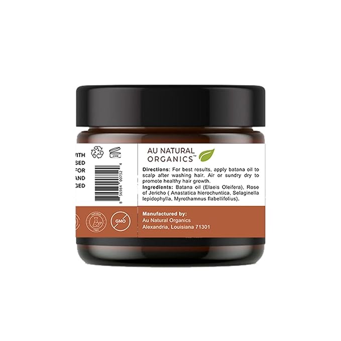 Au Natural Organics 100% Pure Batana Oil with Ressurection Flowers for Hair Growth, Hydration, Restoration, Protection and Volume | Cold Pressed | Sourced from Honduras 2oz