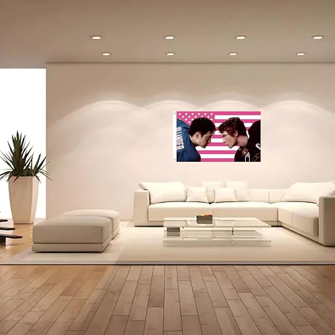 WENWELL Heated Rivalry American Flag Tapestry, Pink USA Design, 3x5 Feet, Polyester with Brass Grommets, Wall Decor for Bedroom