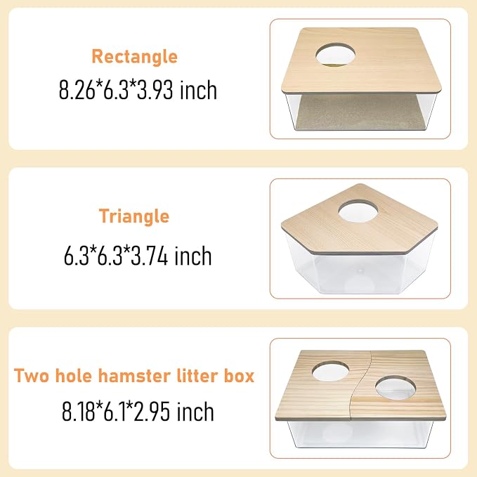 PINVNBY Hamster Sand Bath Box, Transparent Acrylic Sand Bath Shower, Gerbils Digging Room Container with Climbing Ladder and Ceramic Bowl, Litter Box for Hamsters Guinea Pigs Mice (Rectangle)