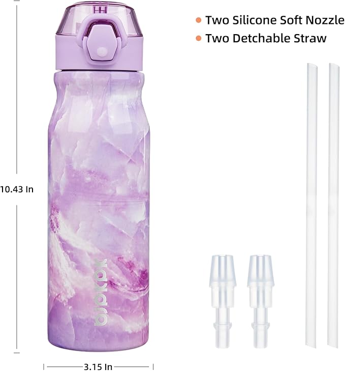 BJPKPK Water Bottle with Straw 25oz Insulated Water Bottles Reusable Stainless Steel Metal Thermal Flask with Leak Proof Lockable Lid and Carry Handle,Dawn