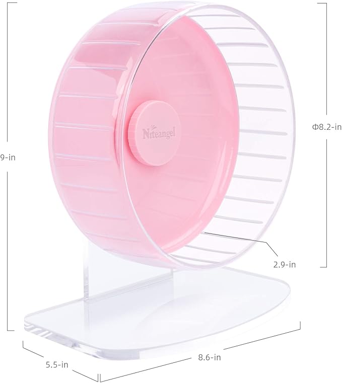 Niteangel Super-Silent Hamster Exercise Wheel: Quiet 8.2 inch Running Wheel | Can 9.1-11.8" Adjustable Height - No Bend Back Spinner Running for Dwarf Syrian Hamster Gerbils Mice Or Other Small Animal