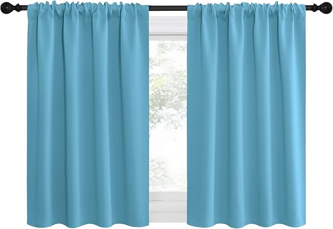 NICETOWN Blackout Curtains for RV Windows, Teal Blue, 29" by 20", 2 Panels, Room Darkening Window Curtain Panels, Easy-Care Solid Thermal Insulated Draperies/Drapes for Daughter Room
