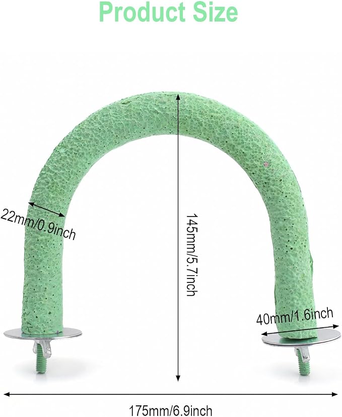 U Shape Parrot Perch Cage for 4cm Large Pad Fits Bird perches | Fits Horizontal Vertical Bars Washable Colorfast Resin Perch for Budgies, Cockatiels to Trim Nails Beak Naturally