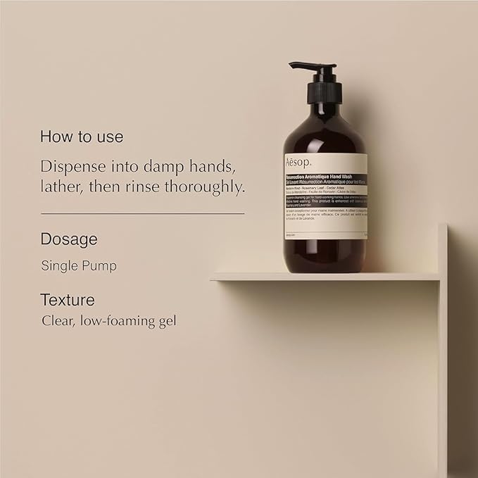 Aesop Resurrection Aromatique Hand Wash Refill | Gentle Cleanser with Orange, Rosemary and Lavender Oils | 500mL / 16.9 oz (Pack of 3)
