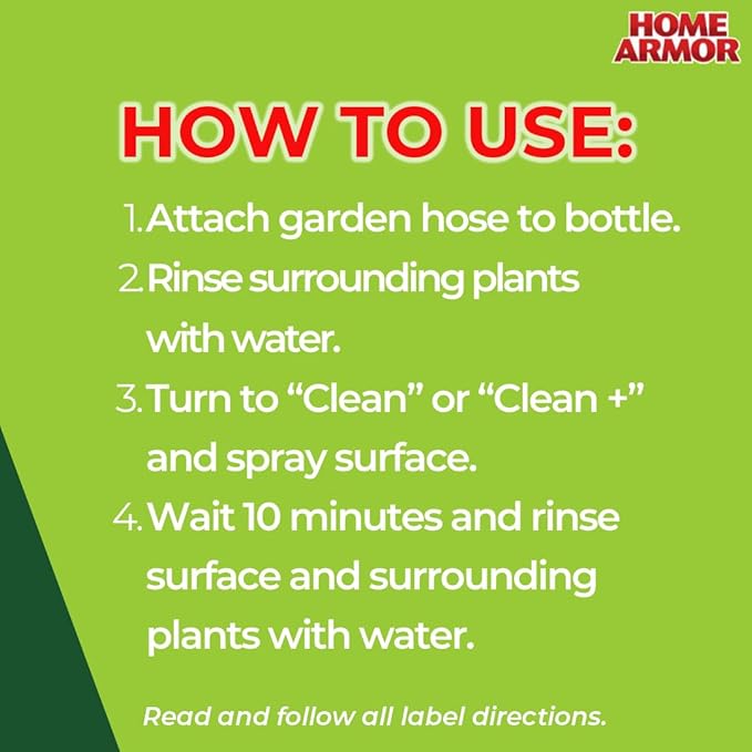 Home Armor Outdoor Cleaner+, 64 oz., Remove Stains from Mold, Mildew, Algae, Dirt and Grime for Visible Results in Seconds, No Scrubbing Required, Plant Safe When Used as Directed