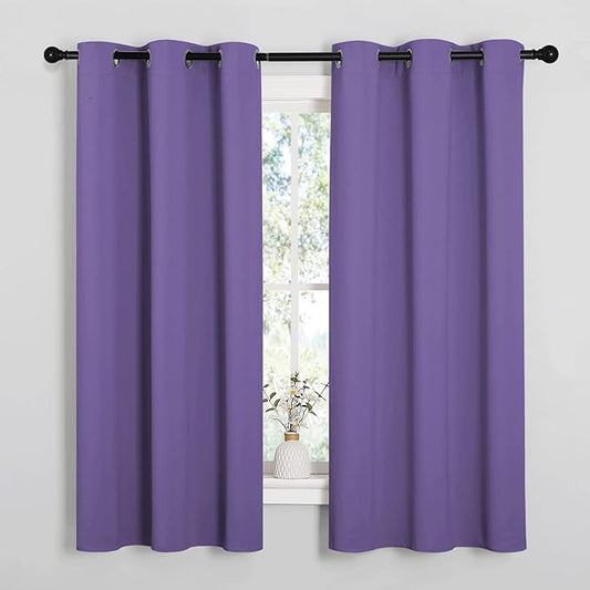 NICETOWN Bedroom Curtain Panels Blackout Draperies, Thermal Insulated Solid Grommet Blackout Curtains/Drapes (1 Pair, 34 by 63 inches, Lilac Purple)