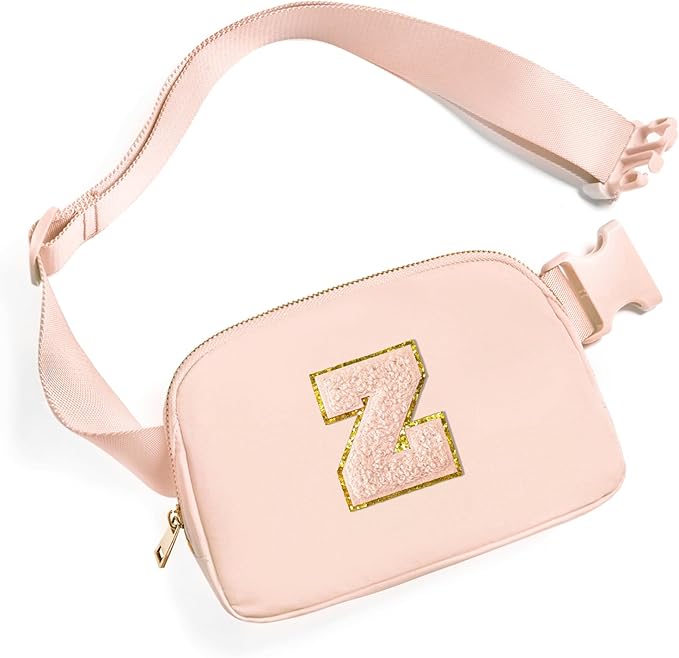 Gitus Gifts for 8 9 10 11 12 Year Old Girls Belt Bag Fanny Pack Crossbody Bags with Initial Letter Patch Cute Stuff Birthday Gifts for Teen Girls Women Personalized Trend Stuff (Coral Pink-Z)