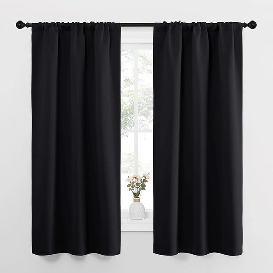 NICETOWN Black Out Curtain Panels for Kitchen - Energy Smart Decoration Thermal Insulating Blackout Drapes/Draperies for Small Window (2 Panels, 34 inches Wide by 63 inches Long)