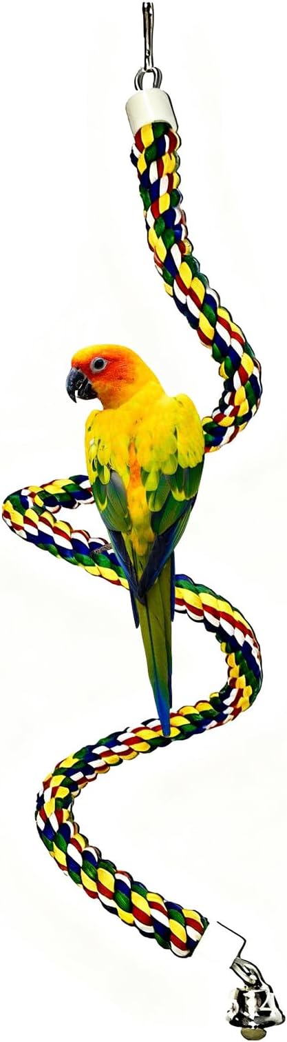 Bird Rope Perch & Birds Swing Set, 40''/60''/79'' | Rope perches for Conures, Parrots,Cockatiel,Lovebird,Budgerigar,Parakeet perches for cage,Birds perches,Bird cage Accessories
