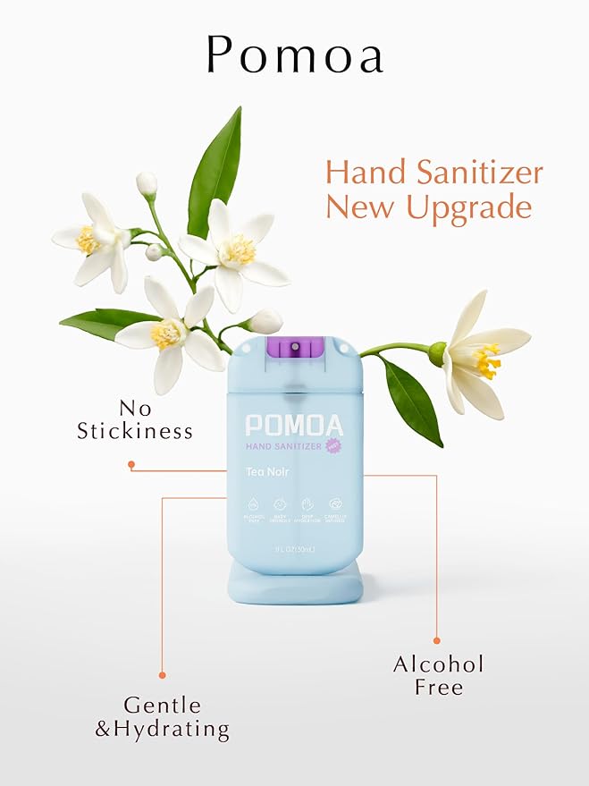 Alcohol Free Hand Sanitizer Spray, Non Irritating, Hydrating and Non Greasy, Gentle Fine Mist, Travel-Friendly Pocket Size 1 Fl Oz, Tea Noir