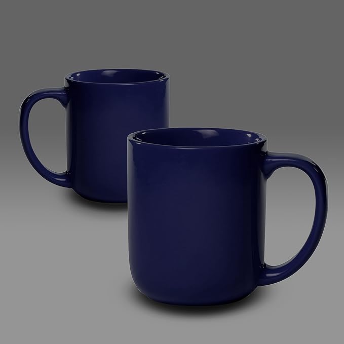 DISCOUNT PROMOS Vibrant Color Glossy Ceramic Mugs 16 oz. Set of 10, Bulk Pack - Perfect for Tea, Espresso, Cappuccino, Hot Cocoa - Cobalt Blue