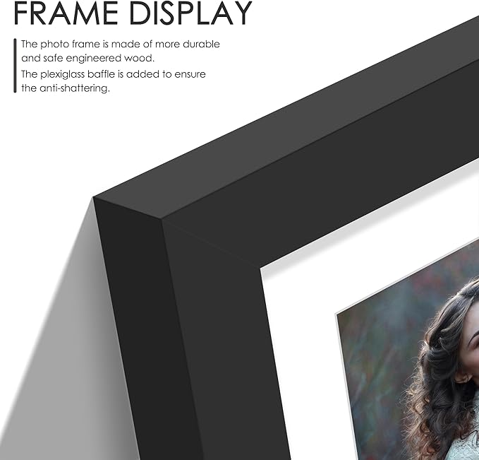 8x16 Collage Picture Frame, 5x7 Collage Picture Frame Displays Three 5x7 inch Photos, or 8x16 (Without Mat) for Available Horizontal Wall Mounting Display and Vertical, Black.