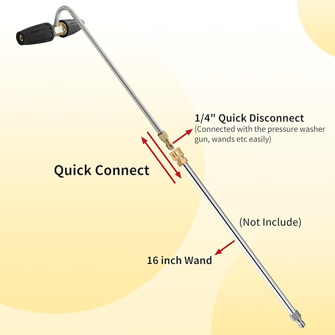 Pressure Washer Gutter Cleaner Attachment, Rotating Pressure Washer Turbo Nozzle with 1/4'' Quick Connect, Extension Wand for Cleaning Brick&Concrete&Vinyl Surfaces, Max 4000PSI (Rotating Turbo)
