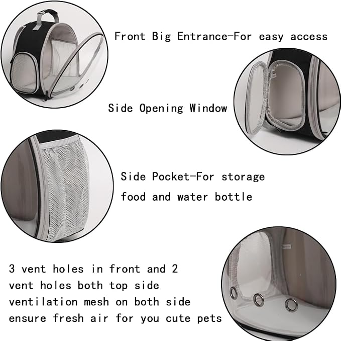 Hamster Backpack Carrier, Bearded Dragon Carrier Backpack with Clear Bubble Window,Small Animal Travel Backpack for Sugar Glider Hedgehog Rat Parrot, Airline Approved (Blue, Backpack)