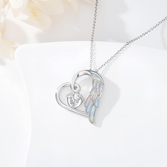 Miscarriage Necklace Gifts for Mothers 925 Sterling Silver Mommy of An Angel Pendant Memorial Jewelry Loss of Pregnancy Sympathy Gifts for Women