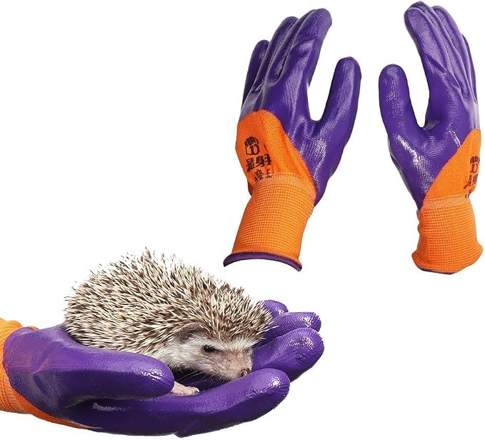 MANON ROSA Hedgehog Gloves Anti-Scratch Small Animal Safe Touch Handling with Coating for Bird Hamster Sugar Glider Reptiles- Free Size Interactive Protection