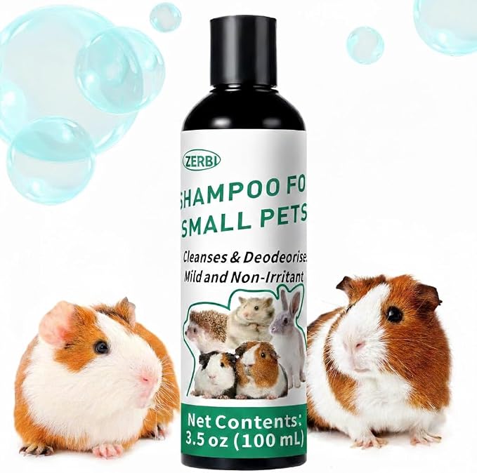 Guinea Pig Shampoo 3.5 oz - Gentle Shampoo for Small Pets Including Ferrets, Rabbits, Hedgehogs, Hamsters & Sugar Gliders - Hypoallergenic, Fragrance-Free, Soothes Itchy Skin & Removes Odors