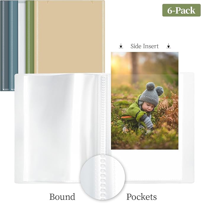 Vienrose Photo Album Bulk Set – Small Photo Album for 4x6 Pictures, 26 Pockets Holds 52 Photos, Postcard Album with Customizable Covers, Morandi Colors (Set of 6)