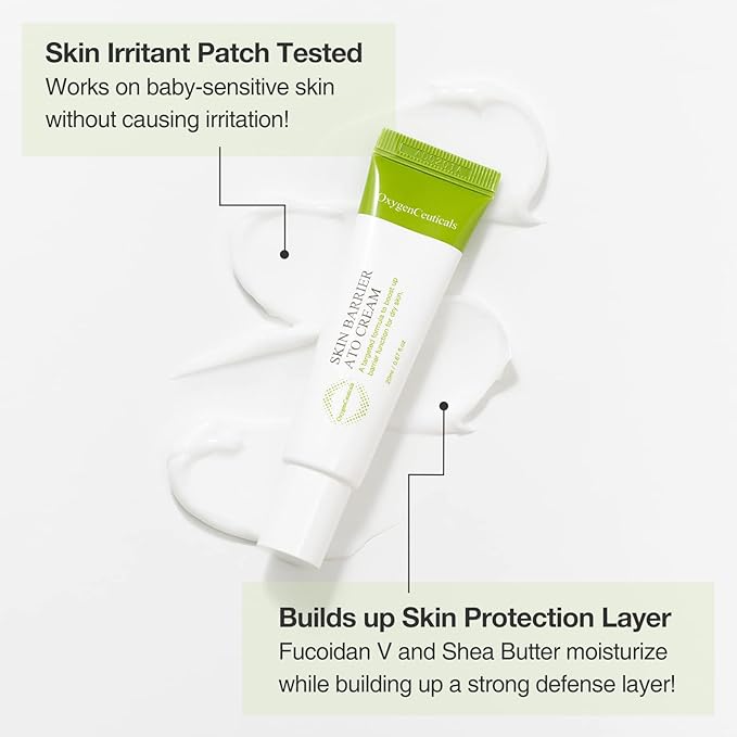 OxygenCeuticals Skin Barrier Ato Cream – Protective Cream with Fucoidan V, Shea Butter & Centella Asiatica, Clinically Proven to Strengthen Skin Barrier & Soothe Sensitive Skin. 0.67 fl.oz (20ml)
